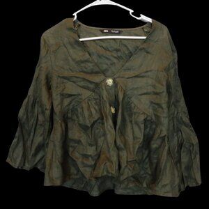 🌿Zara Dark Olive Green Linen Top🌿